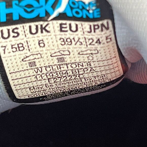 HOKA Women's Clifton 8 Running Shoe, Blue Fog  size 7.5 - Picture 10 of 10